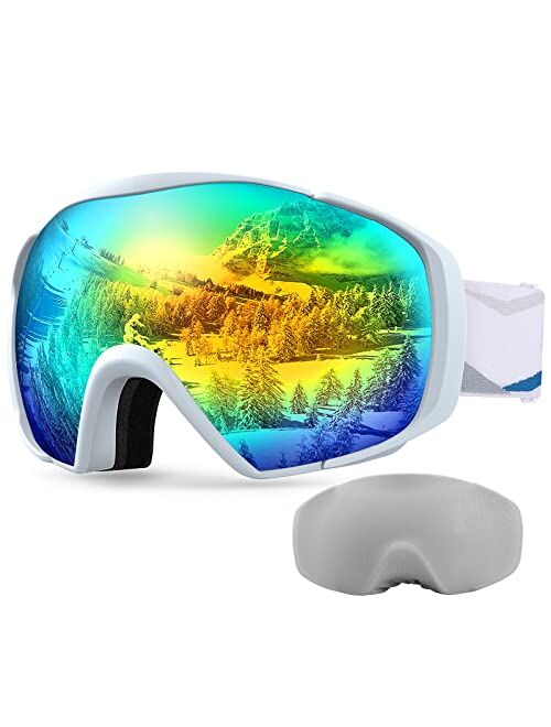 OutdoorMaster Ski Goggles with Cover Snowboard Snow Goggles OTG Anti-Fog for Men Women