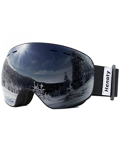 Henoty Ski Goggles, Snowboard Goggles for Men Women Youth 100% UV Protection, Foam Anti-Scratch Dustproof (Frameless)