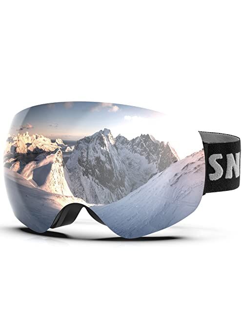 LAVOLLY Ski Goggles, 100% UV Protection Anti-Fog Ski Snow Goggles Snowboard Snowmobile Skiing Skating for Men Women Adult