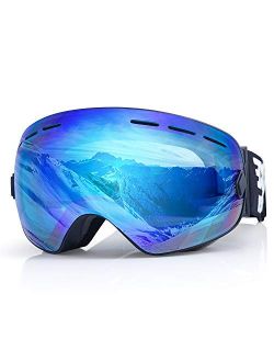 EXP VISION Snowboard Ski Goggles Men Women Youth, Anti Fog OTG Winter Snow Goggles Spherical Detachable Lens