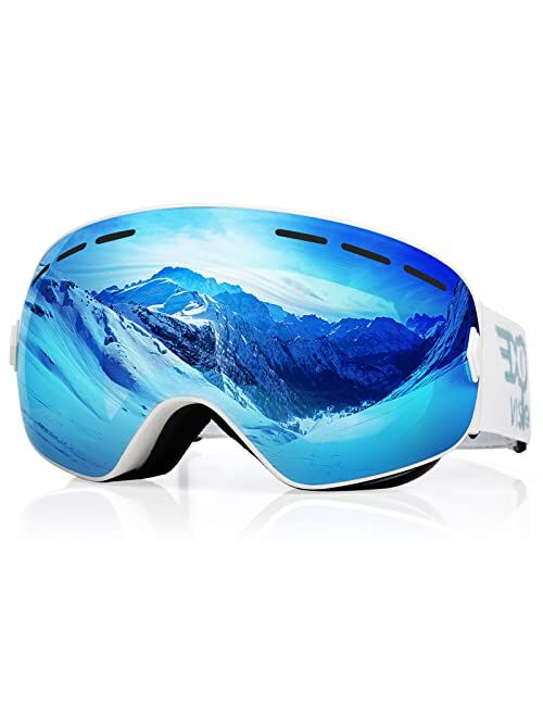 EXP VISION Snowboard Ski Goggles Men Women Youth, Anti Fog OTG Winter Snow Goggles Spherical Detachable Lens