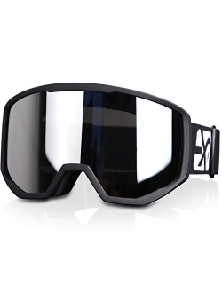 EXP VISION Ski Goggles Snowboard for Men Women, OTG Anti Fog UV Protection Snow Goggles