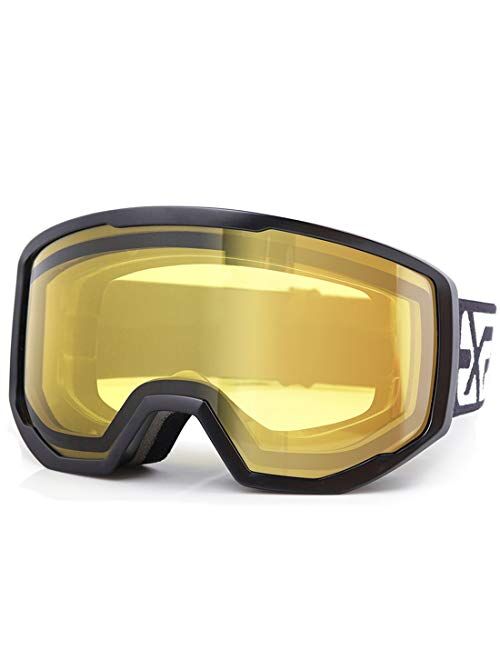 EXP VISION Ski Goggles Snowboard for Men Women, OTG Anti Fog UV Protection Snow Goggles