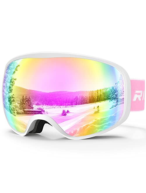 RIOROO Ski Goggles Snowboard Goggles for Men Women Adults Youth,Over Glasses OTG/100% UV Protection/Anti-fog/Wide Vision