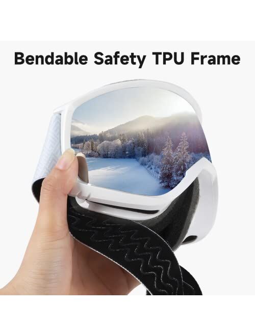 findway Ski Goggles OTG - Over Glasses Snow Snowboard Goggles for Men Women Adult- Anti-Fog 100% UV Protection Wide View