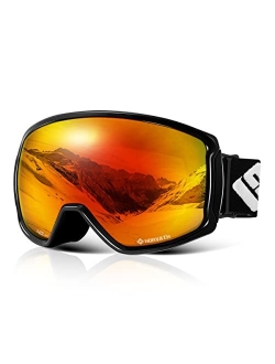 SH HORVATH Ski Snowboard OTG Goggles, HD Mirrored Anti-Fog Goggle for Men Women