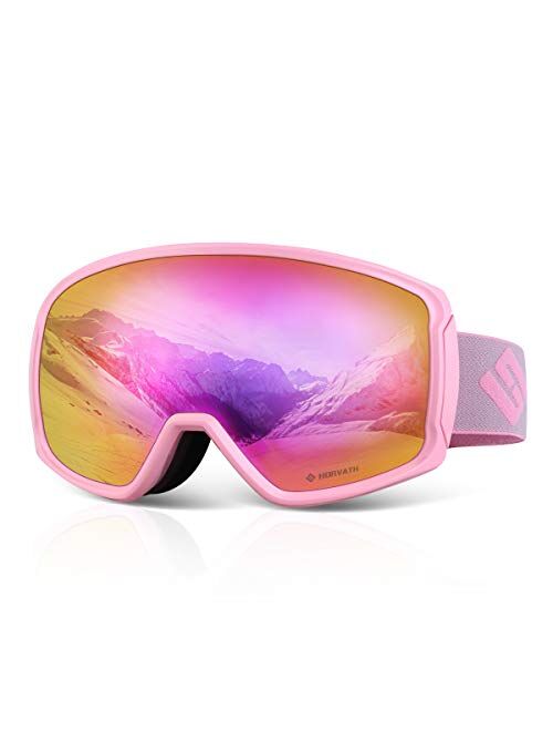 SH HORVATH Ski Snowboard OTG Goggles, HD Mirrored Anti-Fog Goggle for Men Women