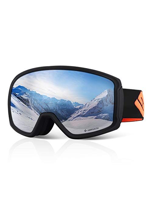 SH HORVATH Ski Snowboard OTG Goggles, HD Mirrored Anti-Fog Goggle for Men Women