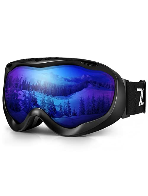 ZHA ZHA Ski Goggles, Anti-Fog REVO UV400 Interchangeable OTG Lenses Snowboard Snow Goggles for Men Women