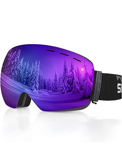 SHUOLIYAN Ski Goggles Snowboard Goggles Double Layer Lens Removable Lens UV400 Anti-Fog Men Women Adults Snow Skiing Skating