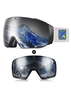 Extremus Cornice Ski Goggles - Interchangeble Lens Most Optically True Vision Choice - Premium Snow Goggles for Men & Women