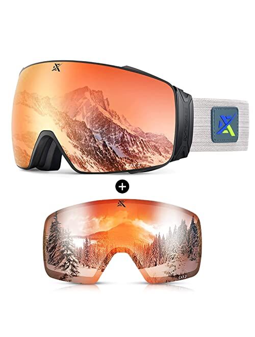 Extremus Cornice Ski Goggles - Interchangeble Lens Most Optically True Vision Choice - Premium Snow Goggles for Men & Women