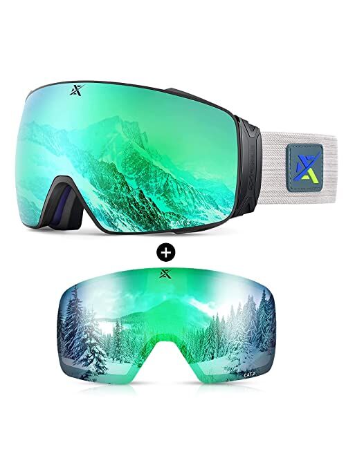 Extremus Cornice Ski Goggles - Interchangeble Lens Most Optically True Vision Choice - Premium Snow Goggles for Men & Women