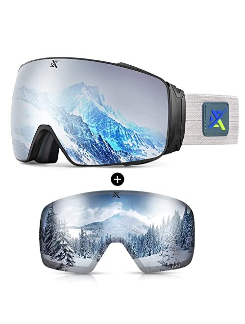 Extremus Cornice Ski Goggles - Interchangeble Lens Most Optically True Vision Choice - Premium Snow Goggles for Men & Women