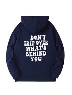 Men's Letter Graphic Hoodies Long Sleeve Drawstring Pocket Casual Pullover Sweatshirt