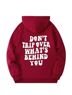 Men's Letter Graphic Hoodies Long Sleeve Drawstring Pocket Casual Pullover Sweatshirt