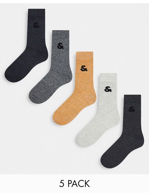 Jack & Jones 5 pack mixed melange sock gift box set in multi