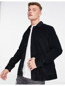 cord overshirt in black