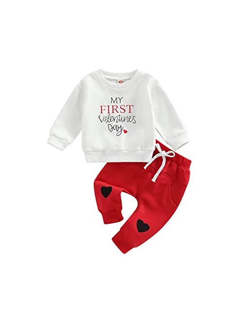 Allshope Infant Baby Boy Girl Clothes Set Long Sleeve Letter Print Crewneck Sweatshirt with Drawstring Pants Fall/Winter Outfits