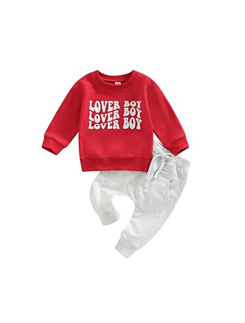 Allshope Infant Baby Boy Girl Clothes Set Long Sleeve Letter Print Crewneck Sweatshirt with Drawstring Pants Fall/Winter Outfits