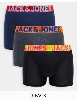 3 pack trunks with contrast color waist band