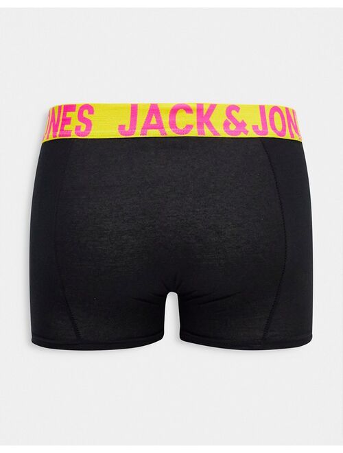 Jack & Jones 3 pack trunks with contrast color waist band