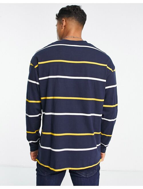 Jack & Jones Originals long sleeve stripe T-shirt in navy