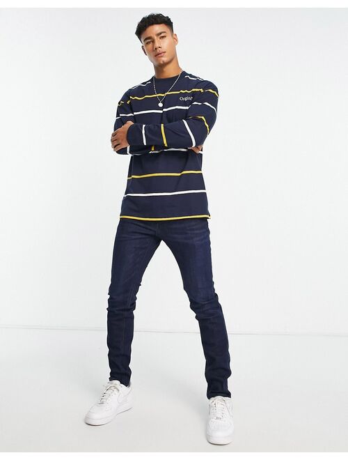 Jack & Jones Originals long sleeve stripe T-shirt in navy