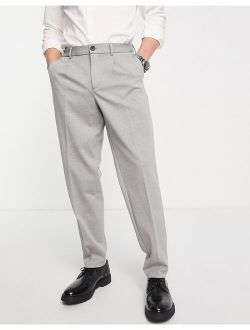 Intelligence Bill wide fit smart pants in light gray heather