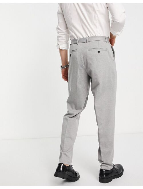 Jack & Jones Intelligence Bill wide fit smart pants in light gray heather