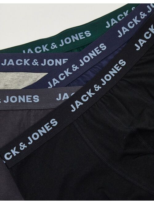 Jack & Jones 5 pack trunks in gray black & navy