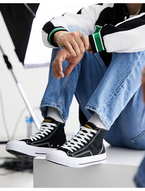 Jack & Jones high top canvas sneakers in all black