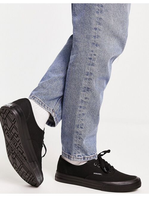 Jack & Jones canvas sneakers in all black