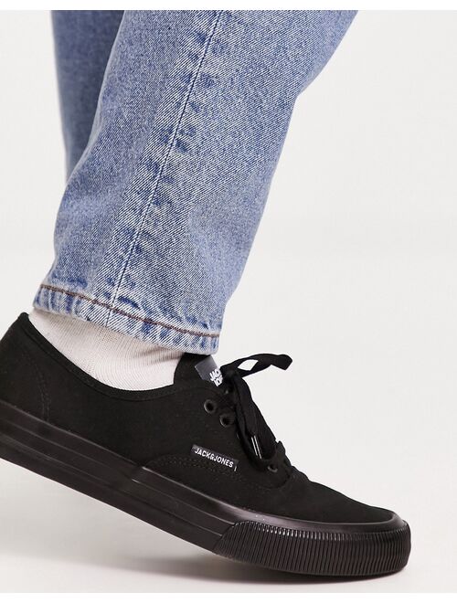 Jack & Jones canvas sneakers in all black