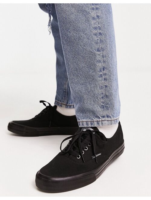 Jack & Jones canvas sneakers in all black