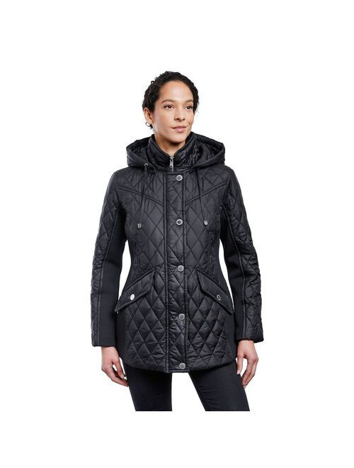 Women's London Fog Hood Water-Resistant Coat