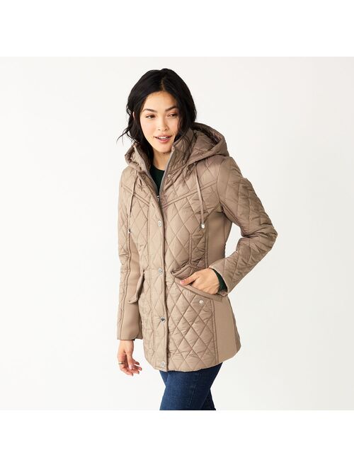 Women's London Fog Hood Water-Resistant Coat