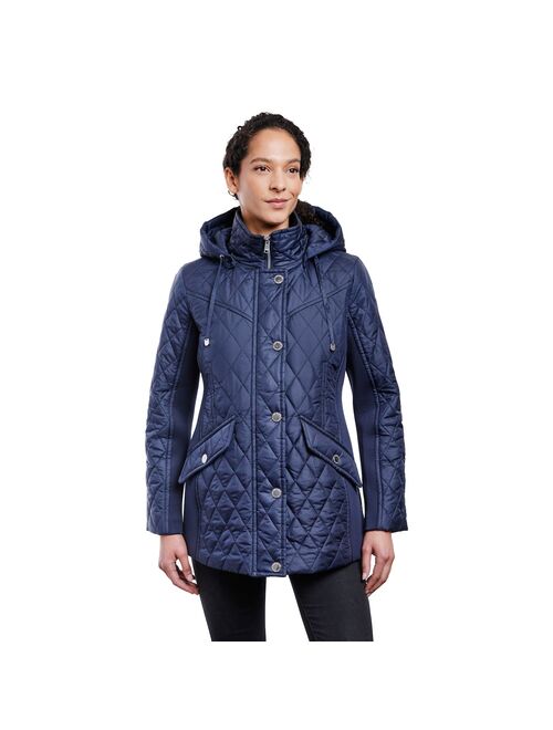 Women's London Fog Hood Water-Resistant Coat