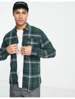 long sleeve plaid shirt in forest green