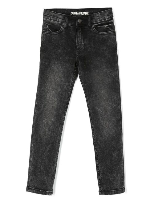 Zadig&Voltaire Zadig & Voltaire Kids logo-print stonewash skinny jeans