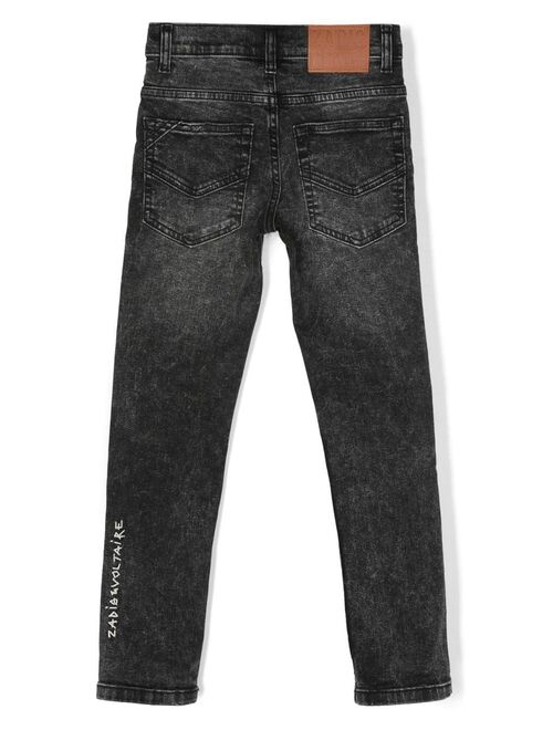 Zadig&Voltaire Zadig & Voltaire Kids logo-print stonewash skinny jeans