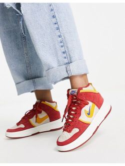 Dunk High Up sneakers in white, red and yellow