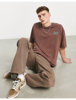oversized t-shirt in brown with constellation print