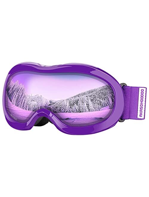 AKASO Kids Ski Goggles for Youth, Kids, Anti-Fog, 100% UV Protection, Double-Layer Spherical Lenses