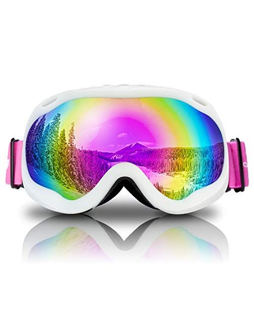 Keary Kids Ski Goggles Anti Fog 100% UV Protection Snow Goggles for Youth Kids, OTG Helmet Compatible