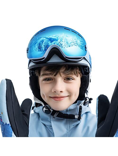 COPOZZ Ski Goggles Kids, Youth Snowboard Goggles for Boys Girls Toddler Age 2-12,OTG UV400 Helmet Compatible Skiing Equipment