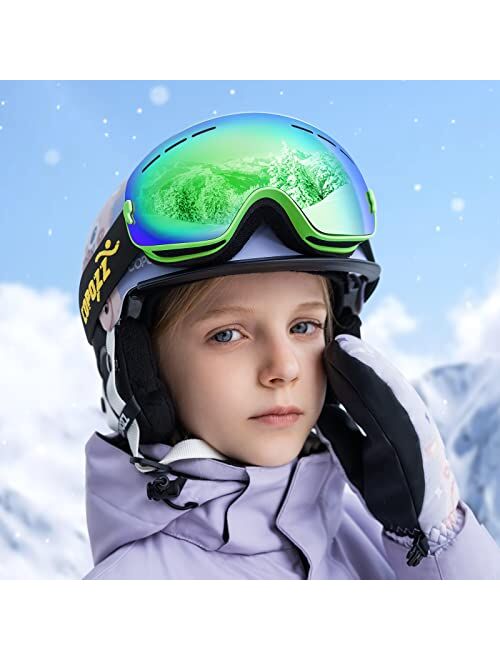 COPOZZ Ski Goggles Kids, Youth Snowboard Goggles for Boys Girls Toddler Age 2-12,OTG UV400 Helmet Compatible Skiing Equipment