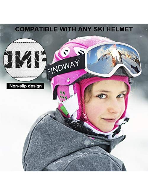 findway Kids Ski Goggles, Kids Snow Snowboard Goggles for Boys Girls Youth OTG