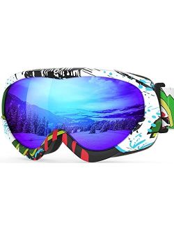 OutdoorMaster Kids Ski Goggles - Helmet Compatible Snow Goggles for Boys & Girls with 100% UV Protection