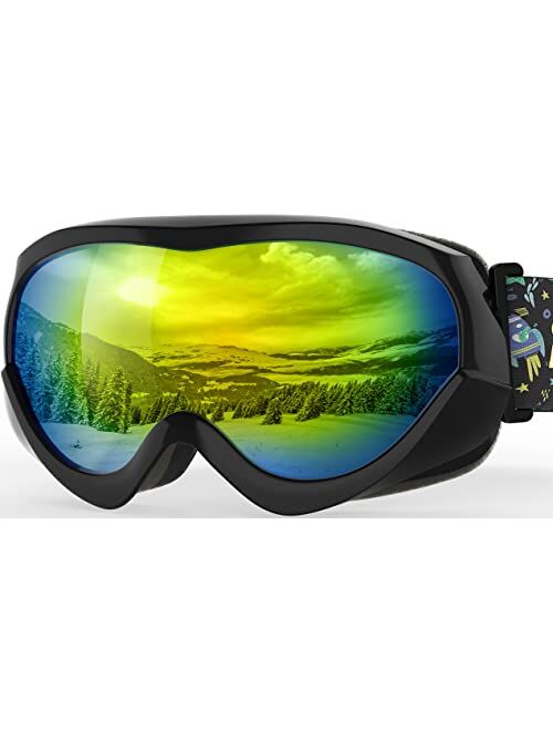 OutdoorMaster Kids Ski Goggles - Helmet Compatible Snow Goggles for Boys & Girls with 100% UV Protection